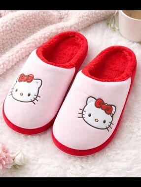 Hello Kitty Pink and Red Cozy Slip-On Slippers